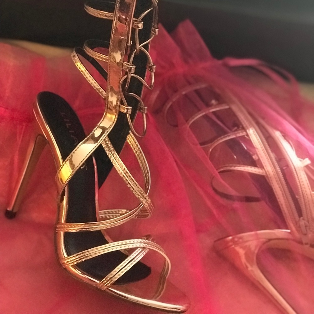 Rose Gold Gladiator Heels